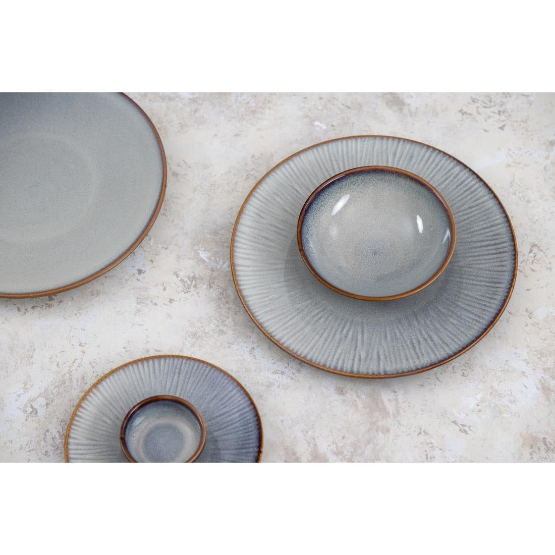 Assiettes plates Olympia Drift gris uni 280 mm (lot de 4)