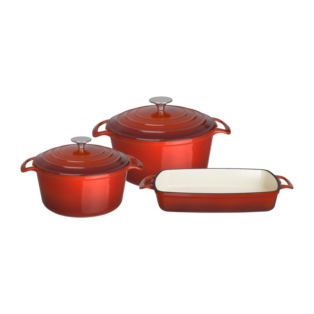 Lot de 3 plats en fonte Vogue rouges