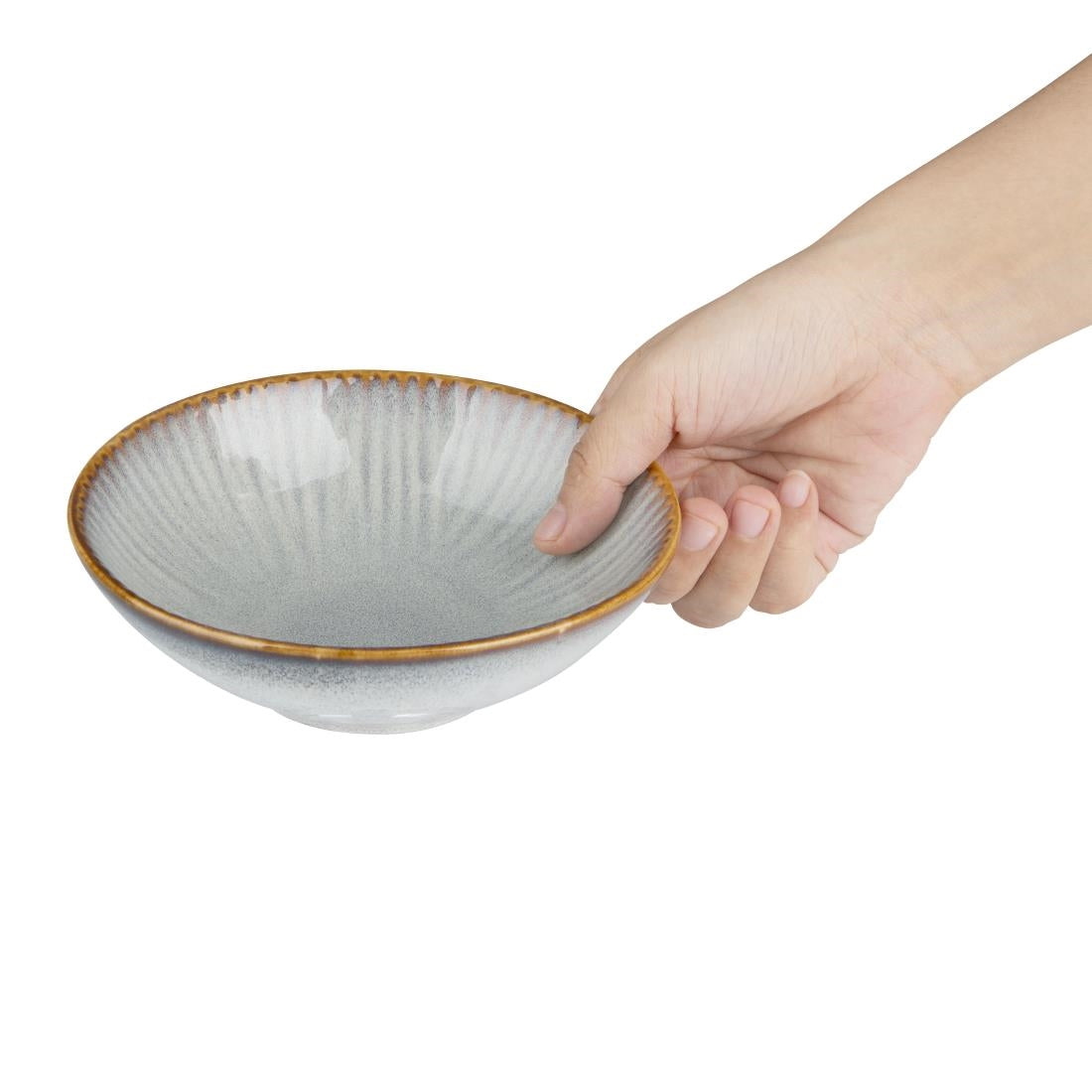 Bols évasés Olympia Drift en relief gris 155 mm (lot de 6)