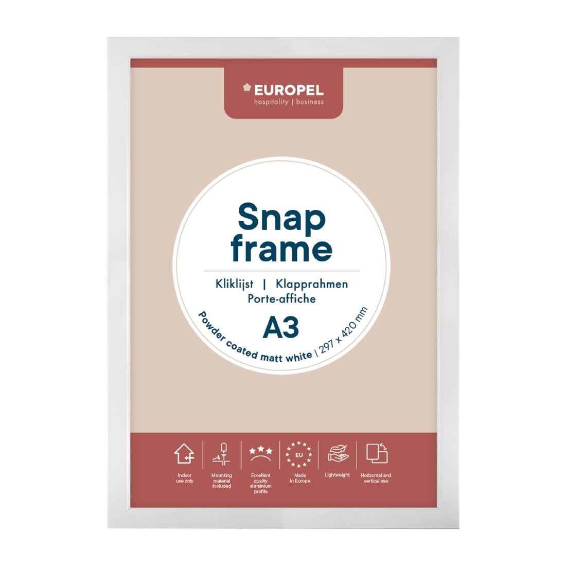 Cadre clipsable Europel A3 25mm blanc mat
