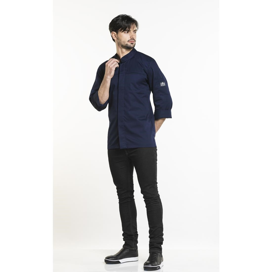 Veste de cuisine Chaud Devant Salerno bleue taille M - NISBETS