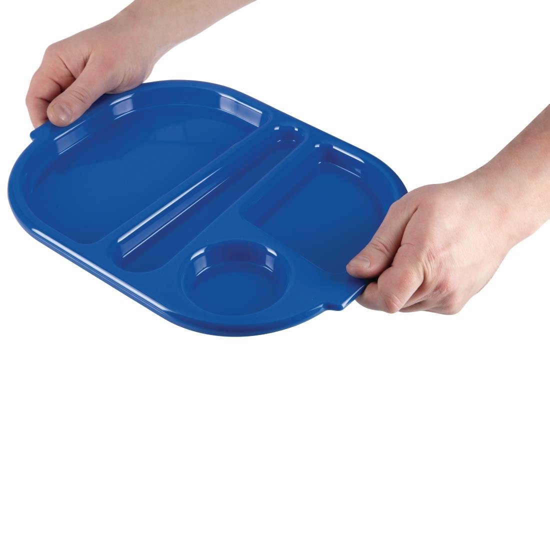 Petits plateaux repas à compartiments en polypropylène Olympia Kristallon bleus 321mm (Lot de 10) - NISBETS