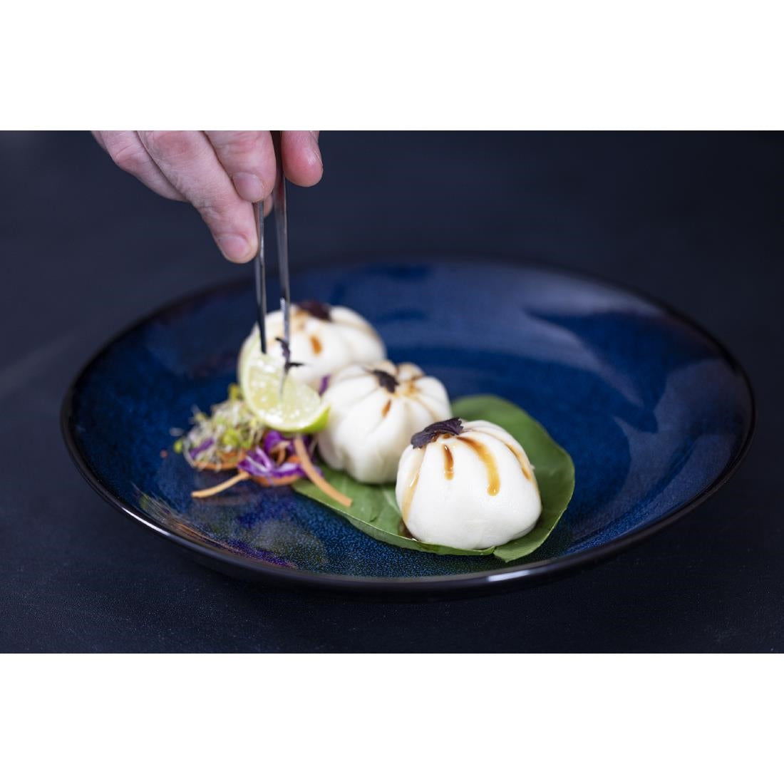 Assiettes creuses Olympia Luna bleu nuit 205 mm (lot de 4)