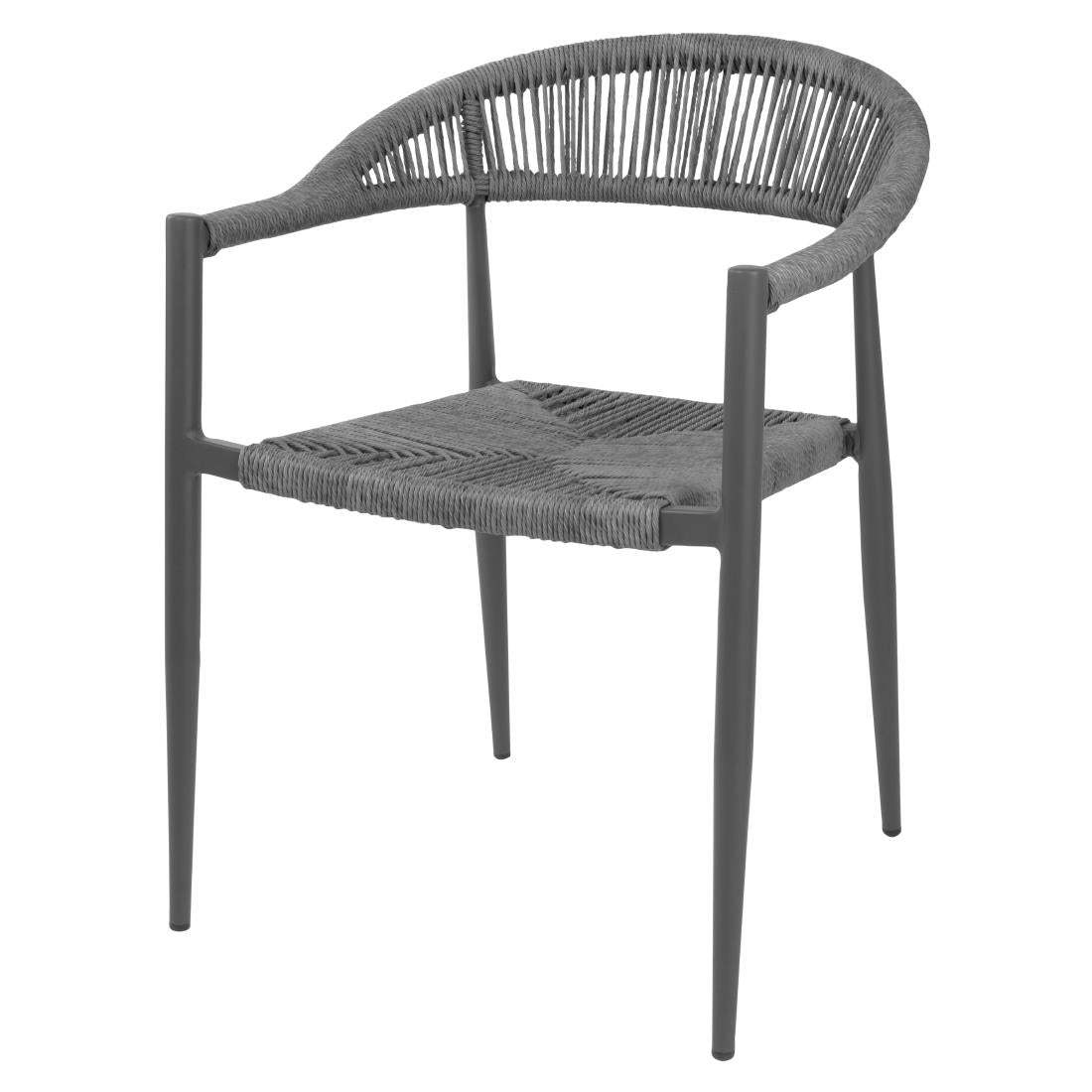 Fauteuils d'extérieur en rotin PE tressé Bolero Eden anthracite (lot de 4)