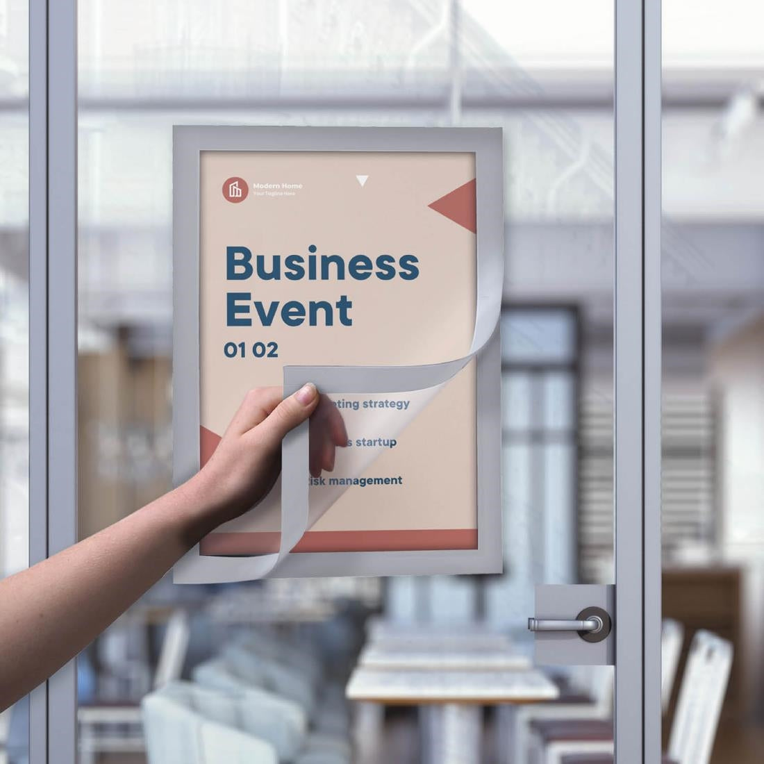 Cadres d'affichage autocollants Europel A4 argent (lot de 2)