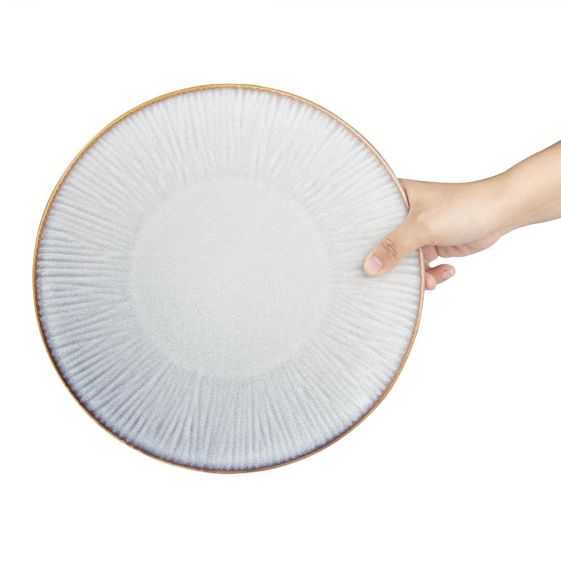 Assiettes plates Olympia Drift en relief gris 280mm (lot de 4)
