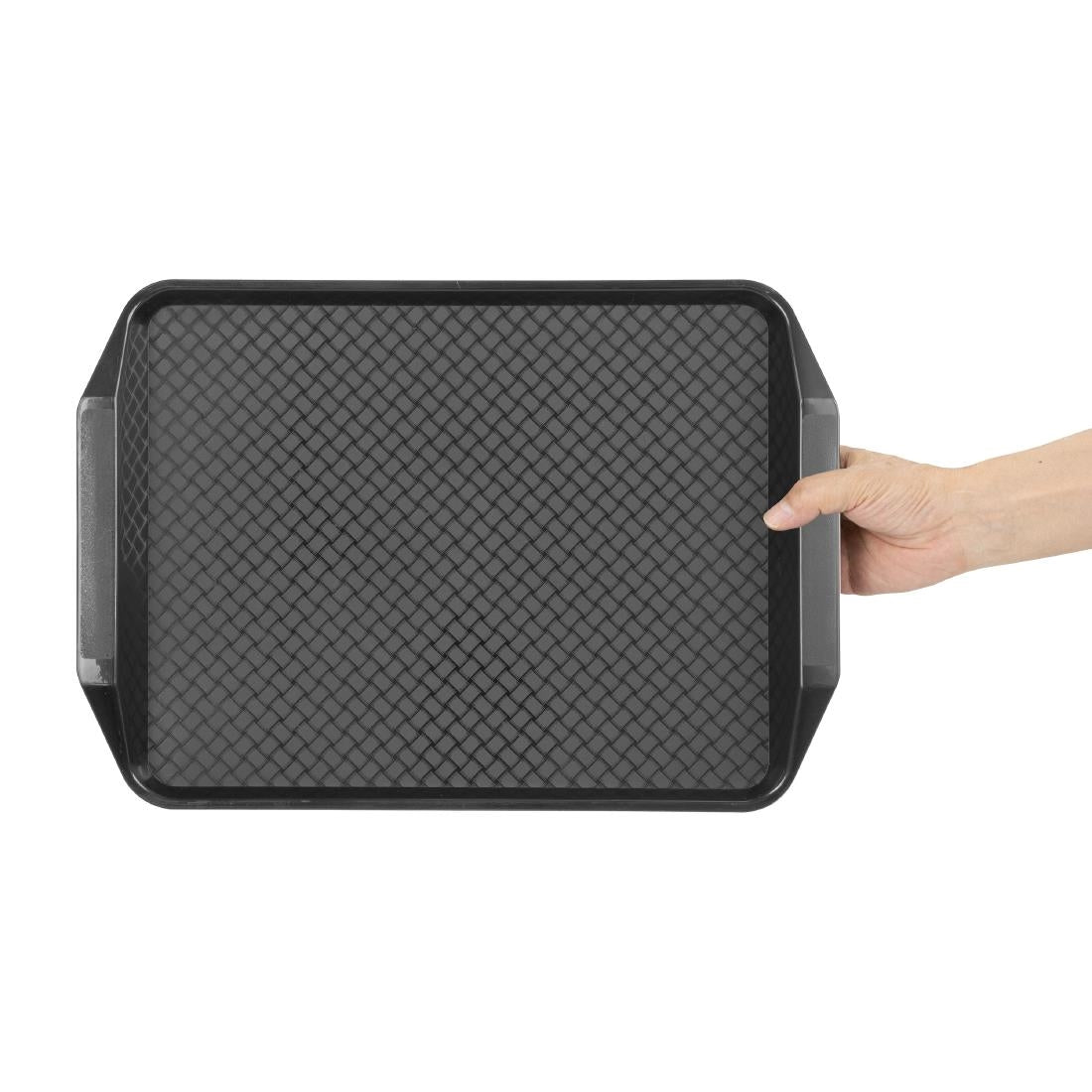 Plateau fast-food à poignées Olympia Kristallon noir 435x305mm