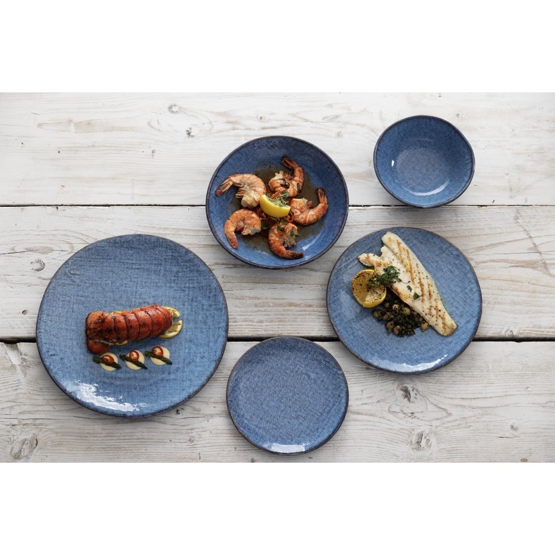 Assiettes plates Olympia Denim Blue 180 mm (lot de 6)