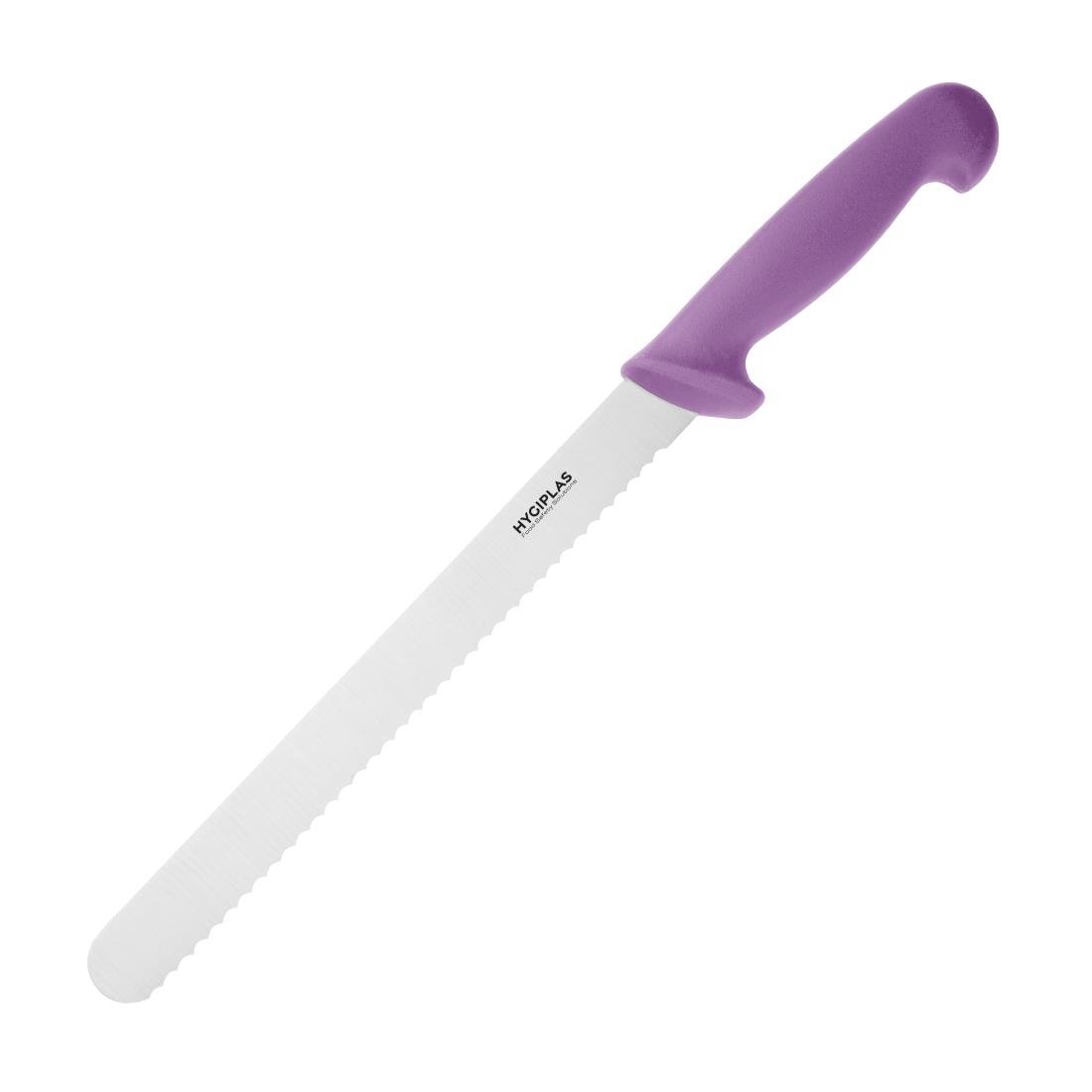 Couteau à trancher denté Hygiplas violet 248mm