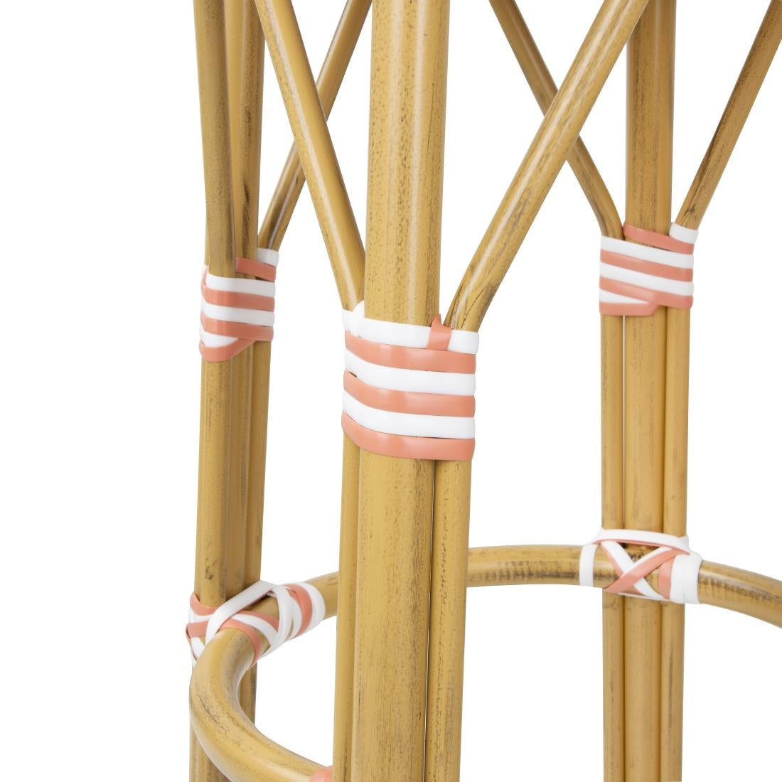 Tabourets de bar en rotin PE style parisien Bolero corail (lot de 2)