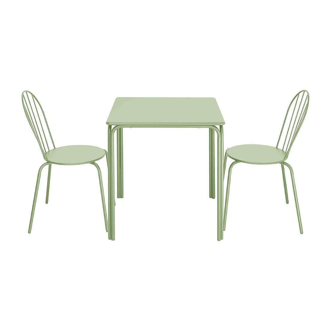 Table carrée en acier Bolero Adeline 700mm vert clair
