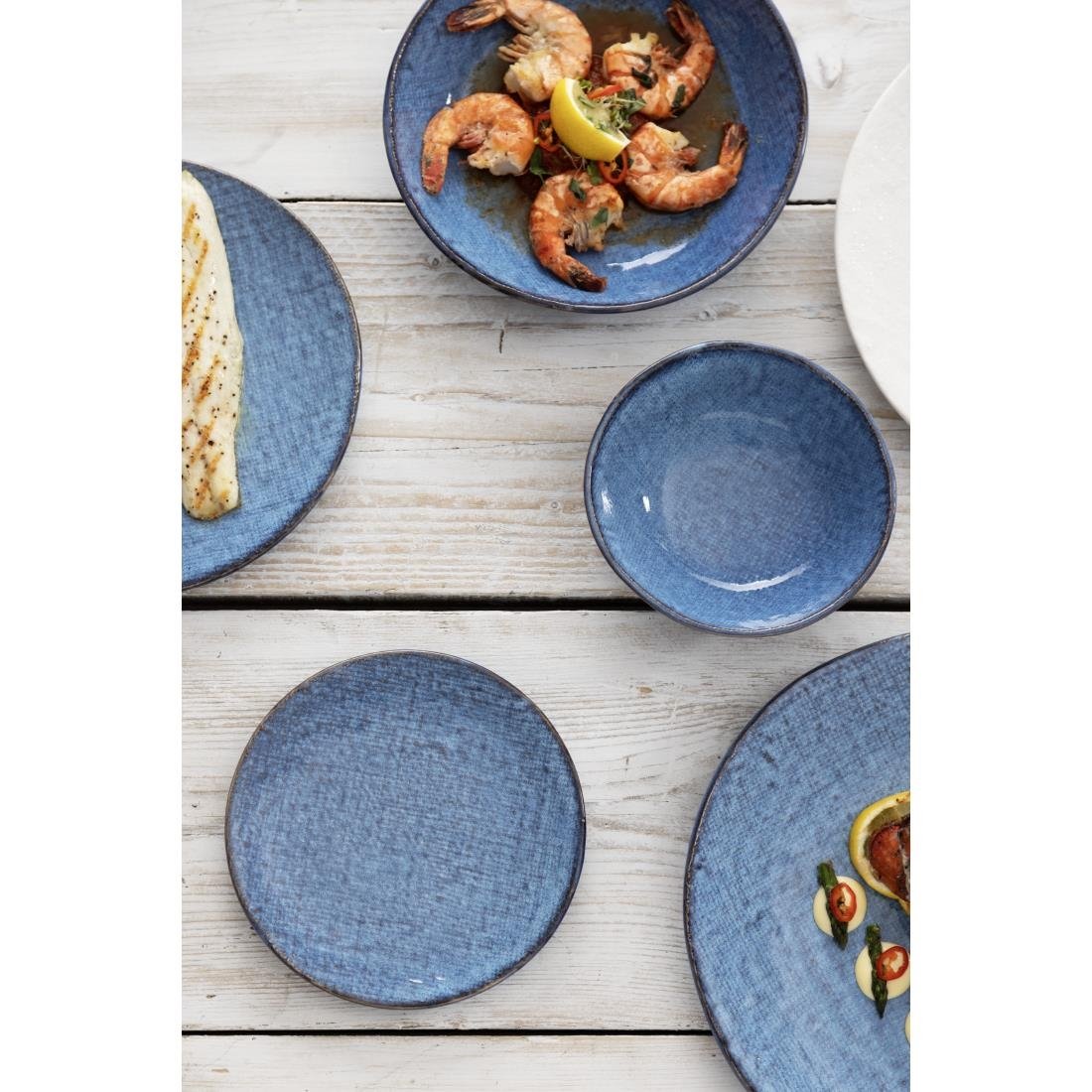 Assiettes plates Olympia Denim Blue 180 mm (lot de 6)