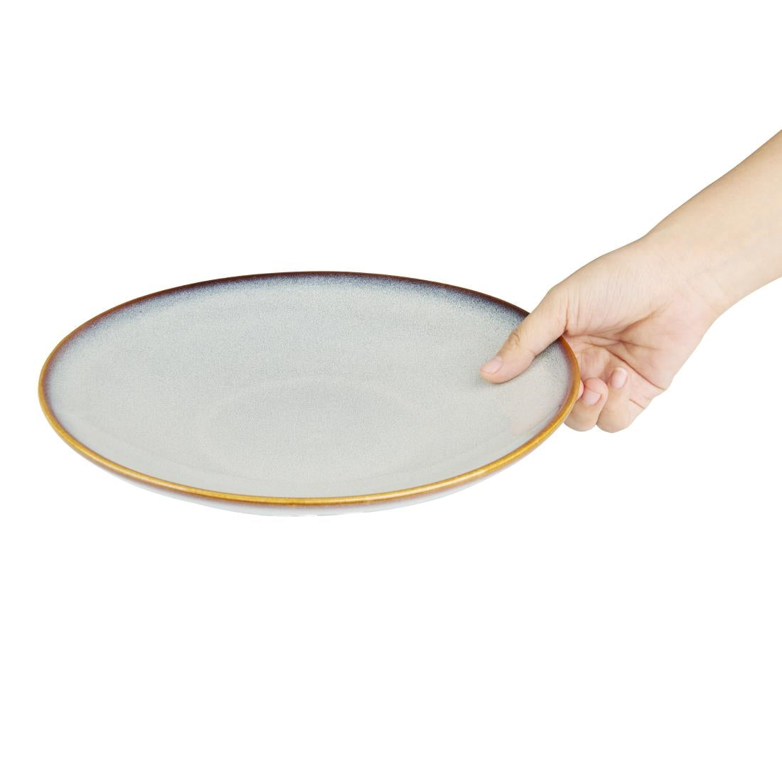 Assiettes creuses Olympia Drift gris uni 260 mm (lot de 4)