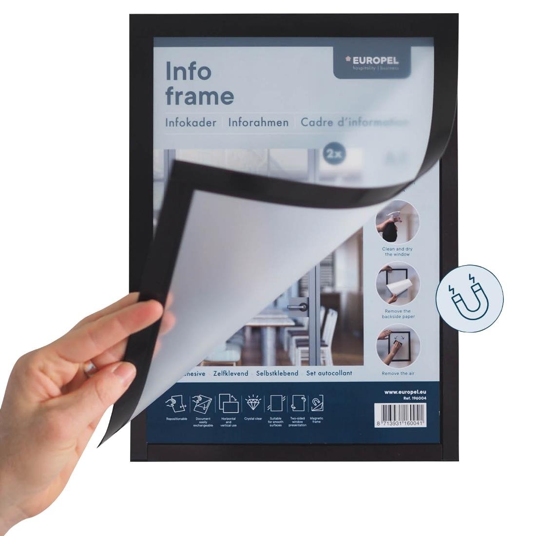 Cadres d'affichage autocollants Europel A5 argent (lot de 2)