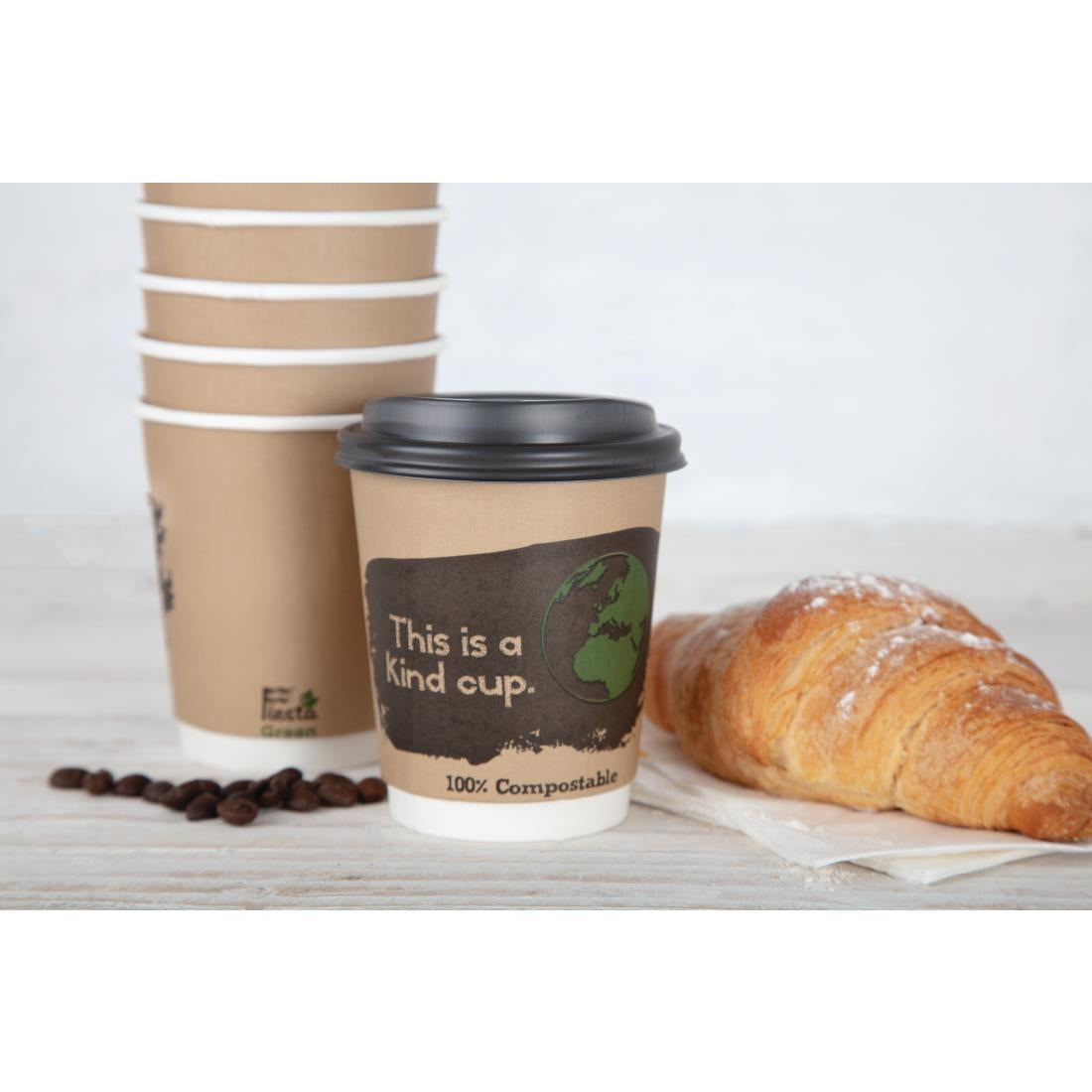Gobelets boissons chaudes compostables en PLA double paroi Fiesta Compostable 227ml (x500) - NISBETS