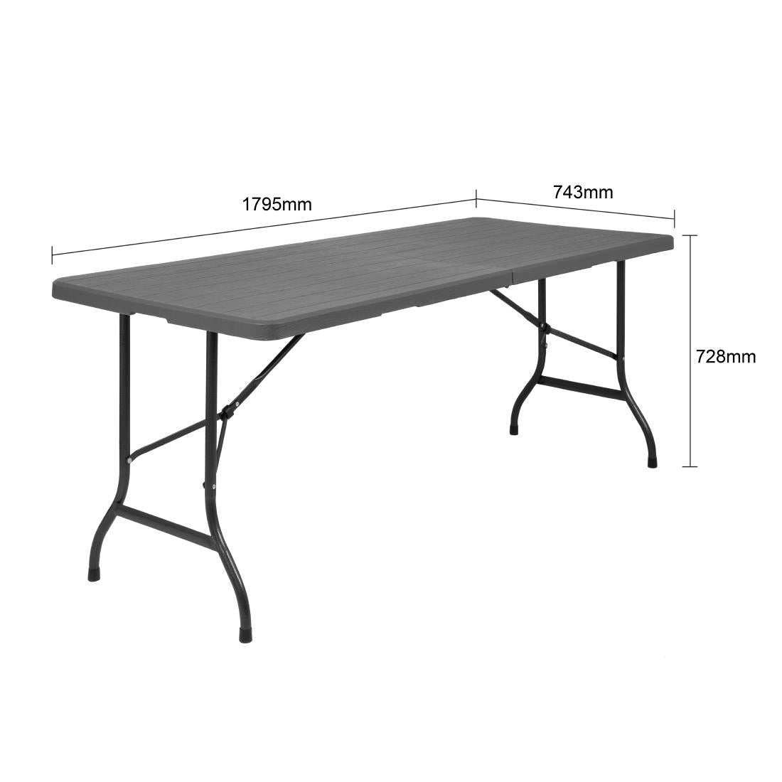 Table pliante rectangulaire effet rotin Bolero 1829mm