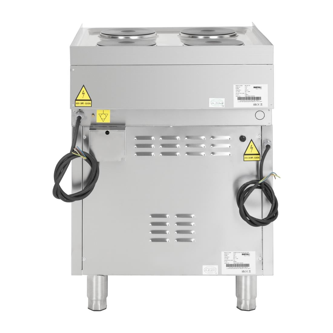 Fourneau électrique 4 feux sur four à convection Buffalo Série 600