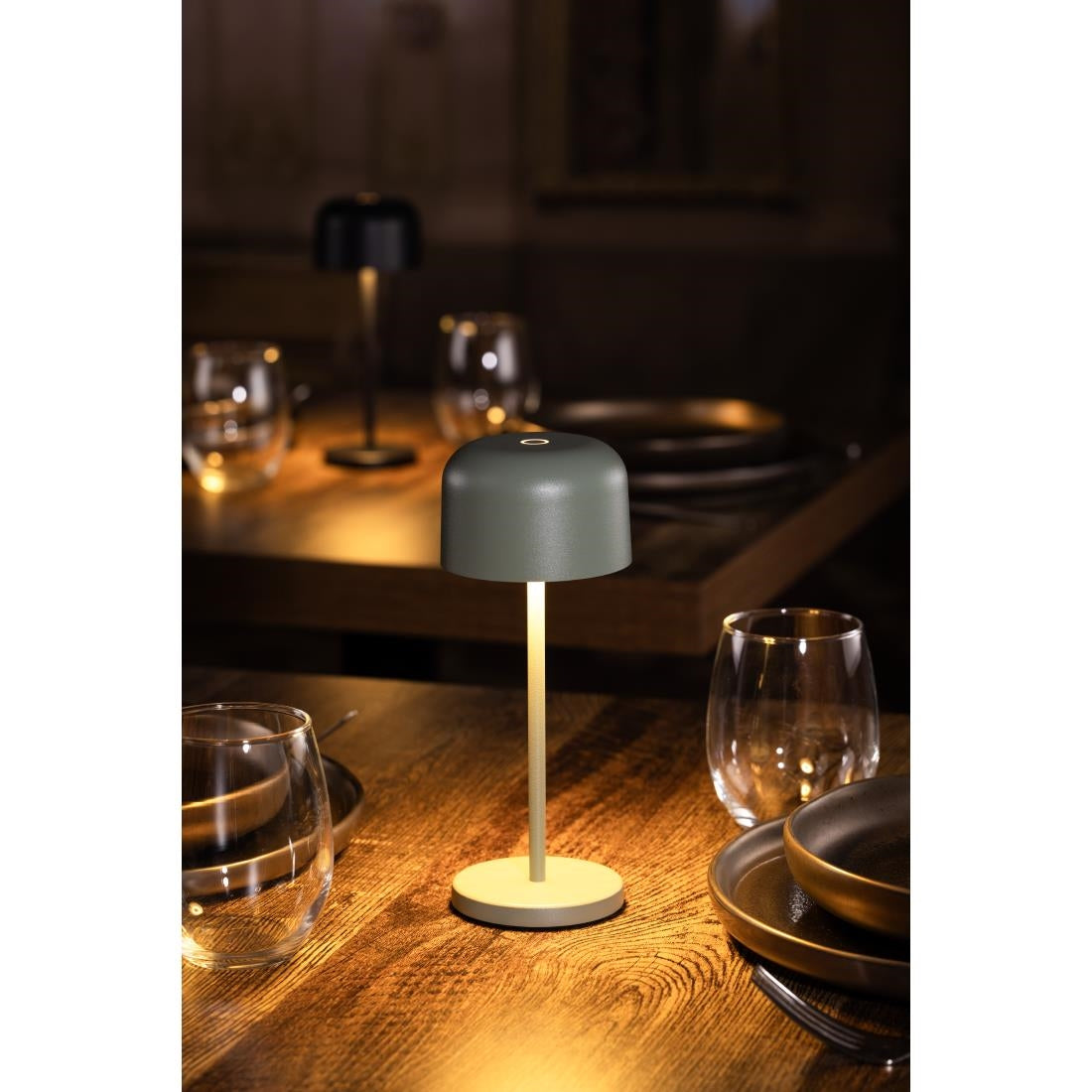 Lampe de table avec abat-jour rond Olympia Lucca verte 200mm