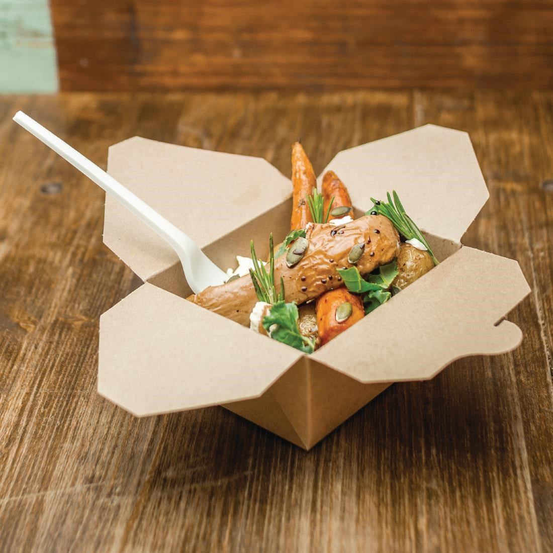 Boîtes alimentaires en carton compostable Vegware No.1 700ml (lot de 450) - NISBETS