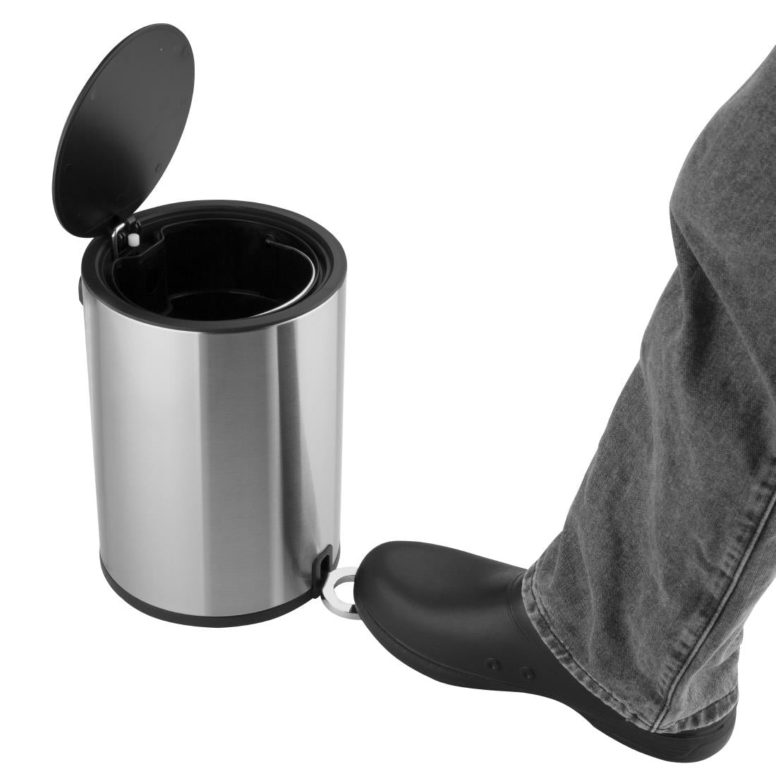 Poubelle à pédale ronde en acier brossé Jantex 6L