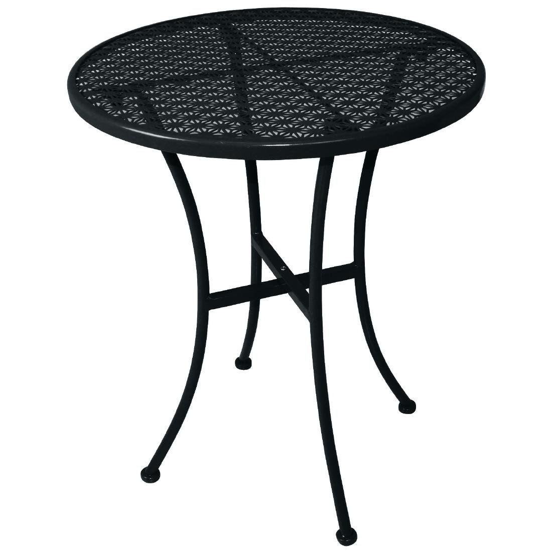 Table bistro ronde en acier ajouré Bolero noire 600mm (lot de 15)