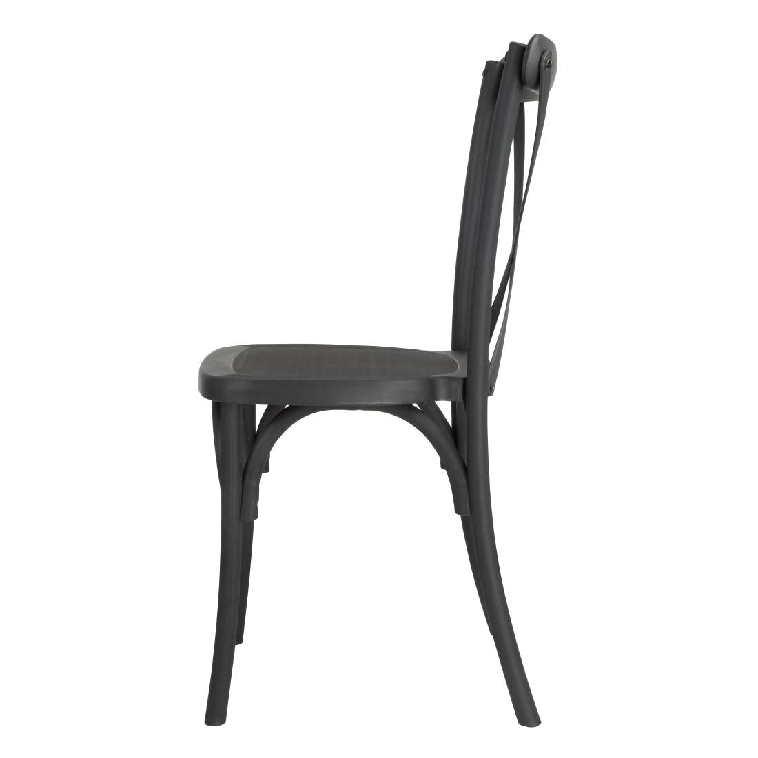 Chaises en résine à dossier croisé Manhattan Bolero noires (lot de 4)
