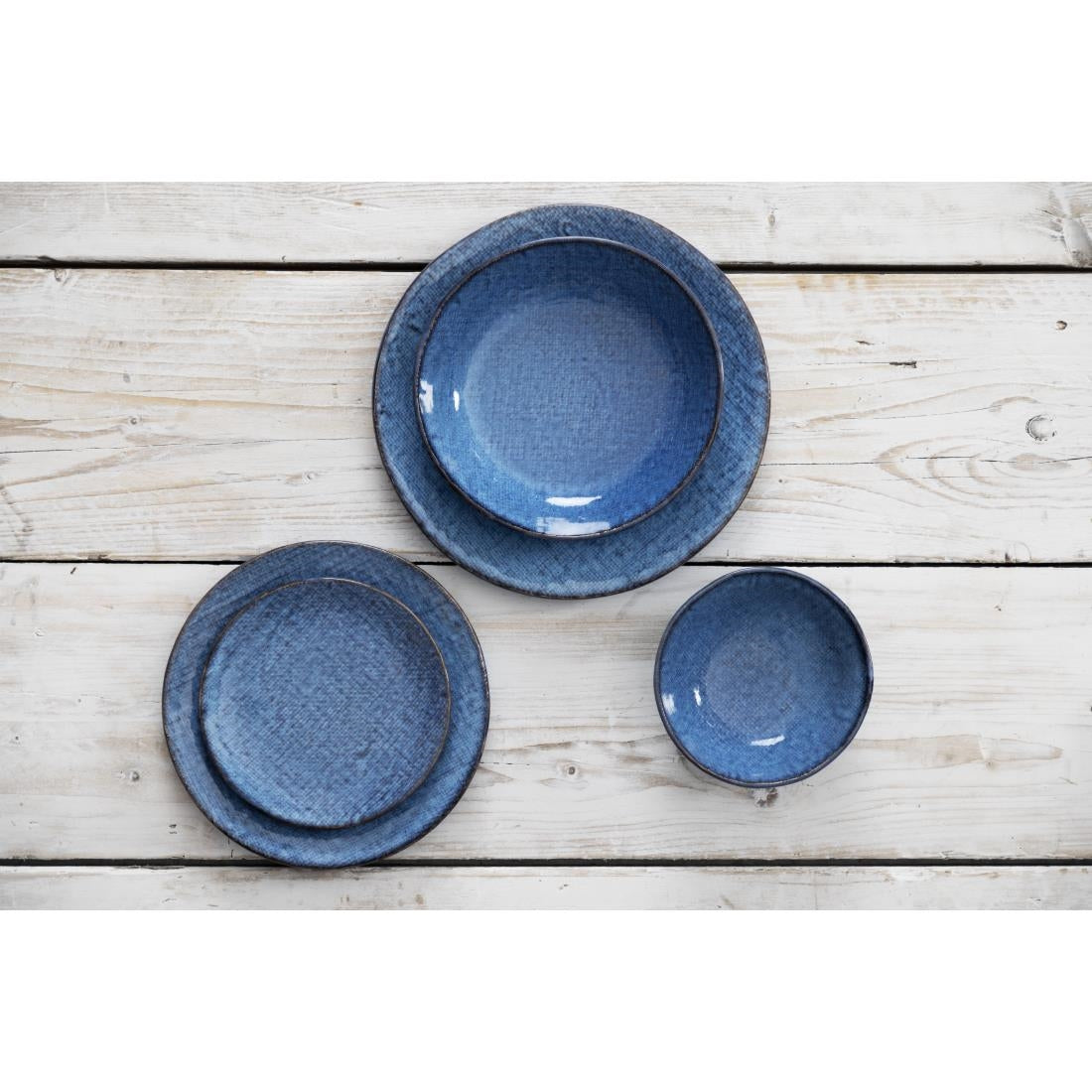 Assiettes plates Olympia Denim Blue 230 mm (lot de 6)