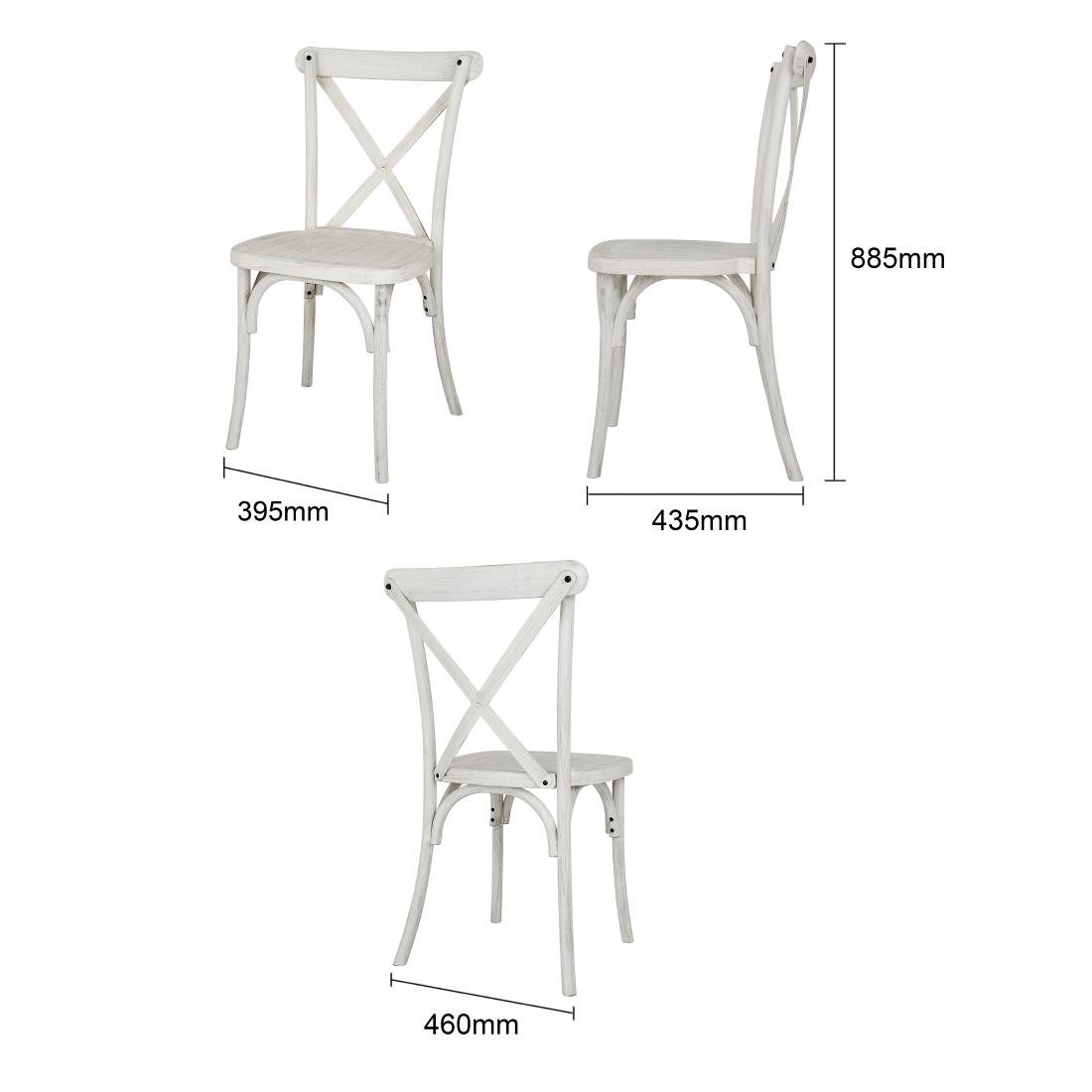 Chaises en résine à dossier croisé Bolero Manhattan blanches (lot de 4)