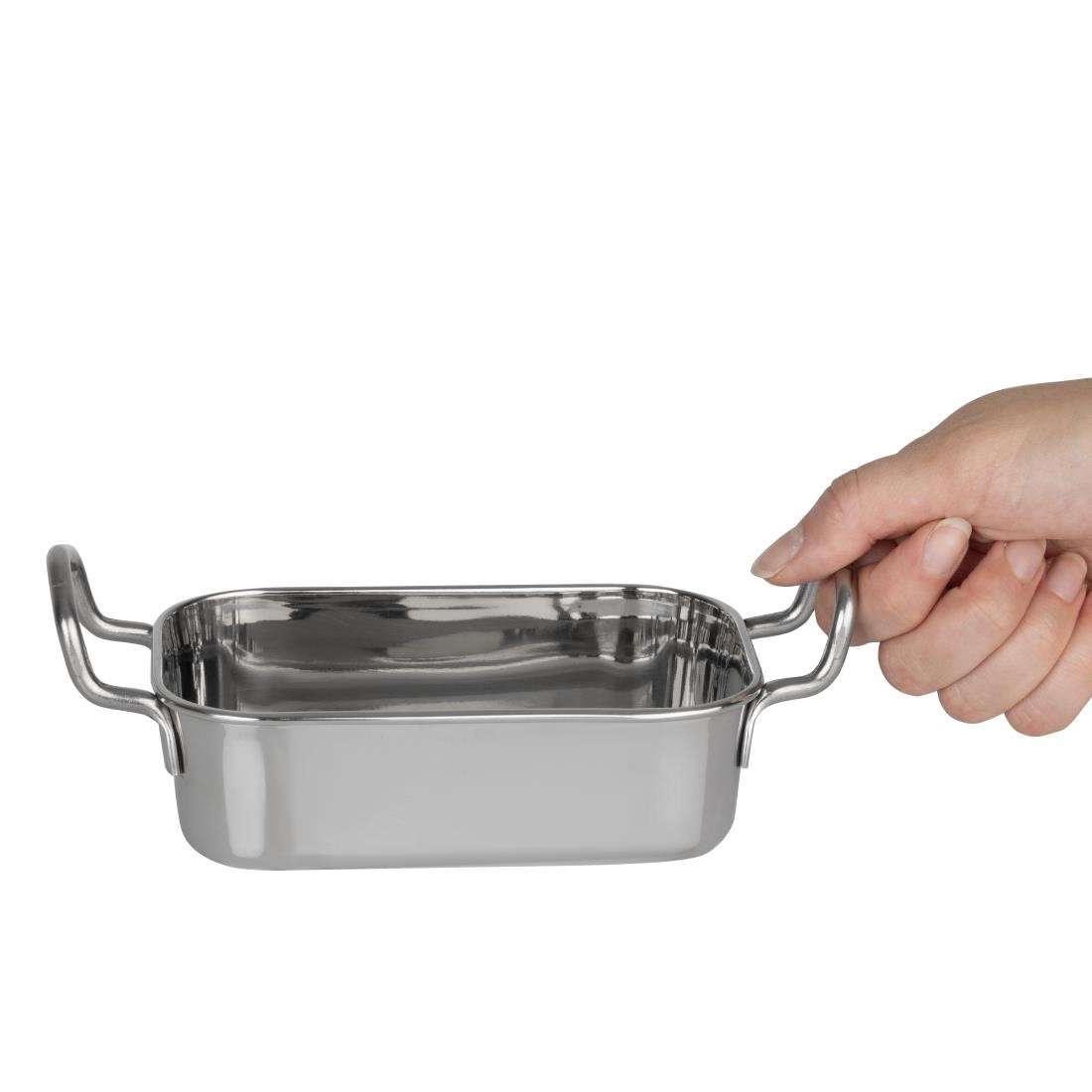 Plat de présentation en inox rectangulaire Olympia 140x90mm