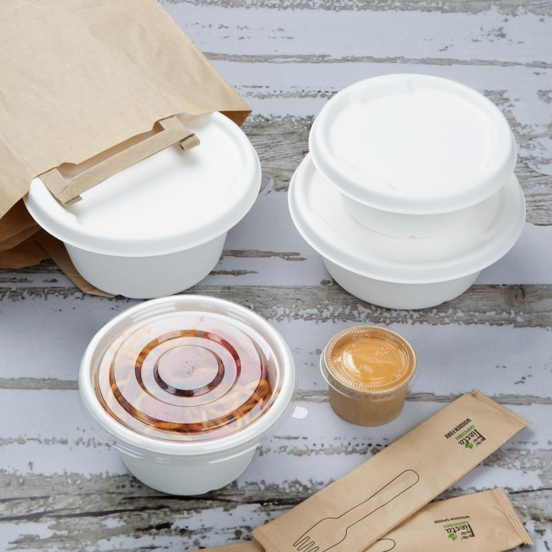 Couvercles en bagasse Fiesta Compostable pour bols de 750/900 ml (lot de 50)