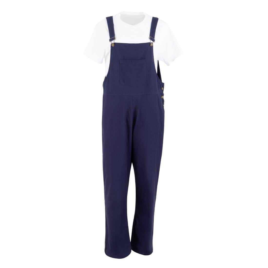 Salopette à plastron et bretelles en toile de coton Southside bleu marine XL - NISBETS