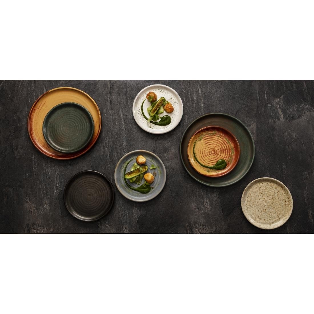 Assiettes plates noir mat Olympia Canvas 18 cm (Lot de 6) - NISBETS