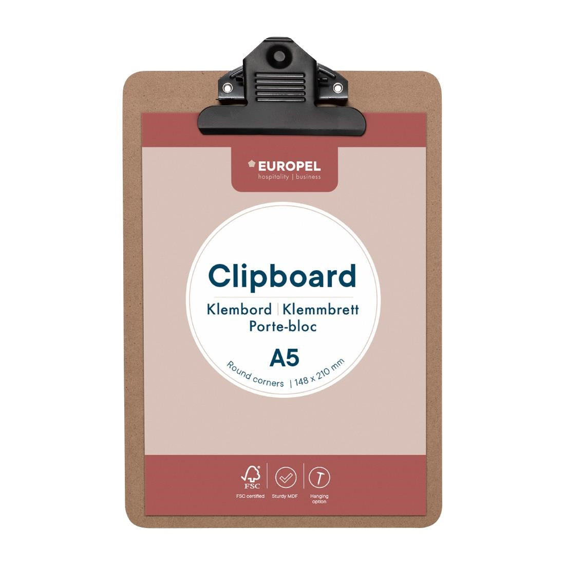 Porte-bloc panneau en fibre de bois Europel A5 portrait 148 x 210 mm