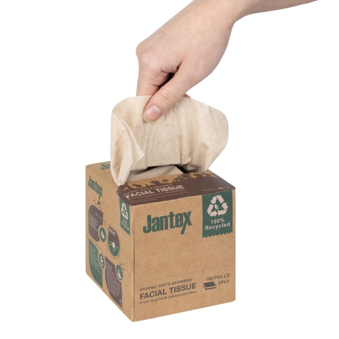 Cube de mouchoirs Jantex Green 100% recyclé 100 feuilles (lot de 36)