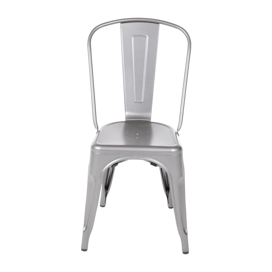 Chaises en acier gris métallisé Bolero Bistro (lot de 4) - NISBETS