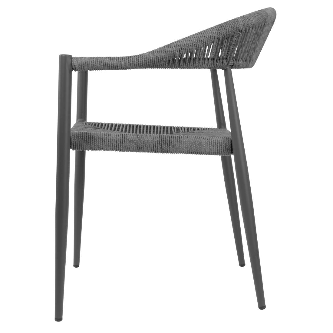 Fauteuils d'extérieur en rotin PE tressé Bolero Eden anthracite (lot de 4)