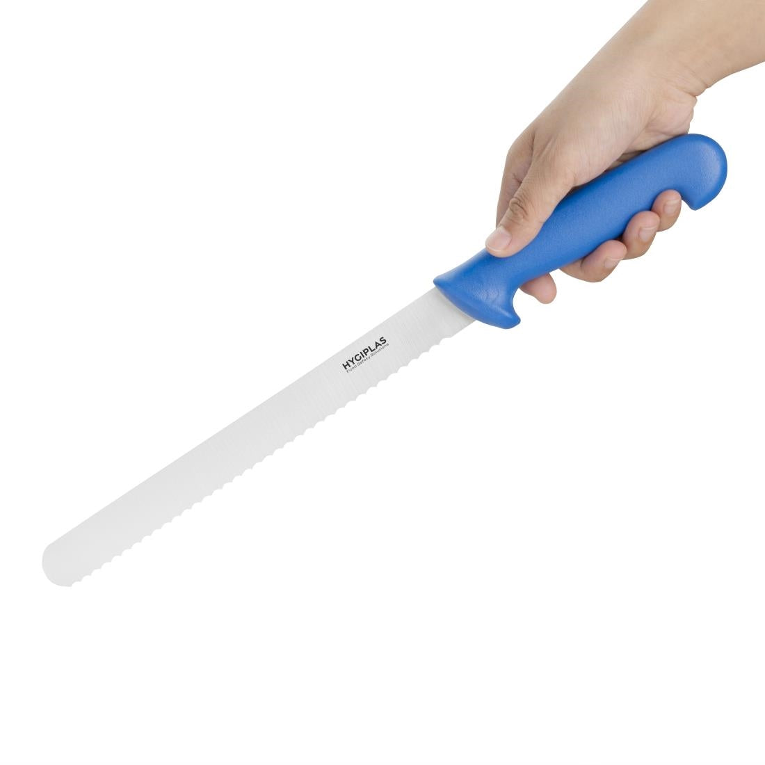 Couteau à trancher denté Hygiplas bleu 25cm