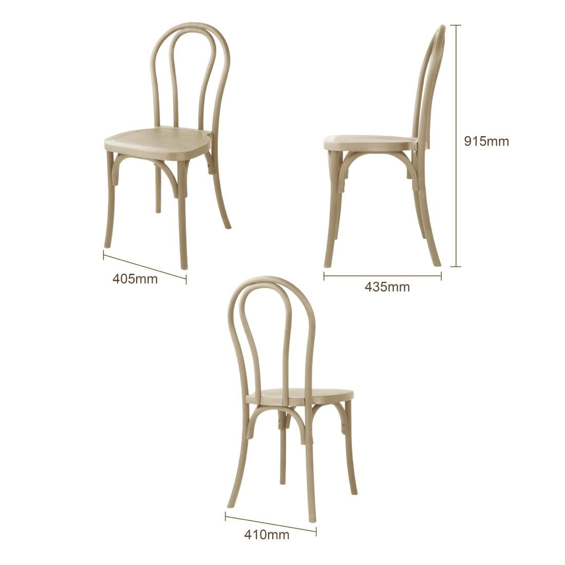 Chaises en résine style bois courbé Bolero Soho coloris naturel (lot de 4)