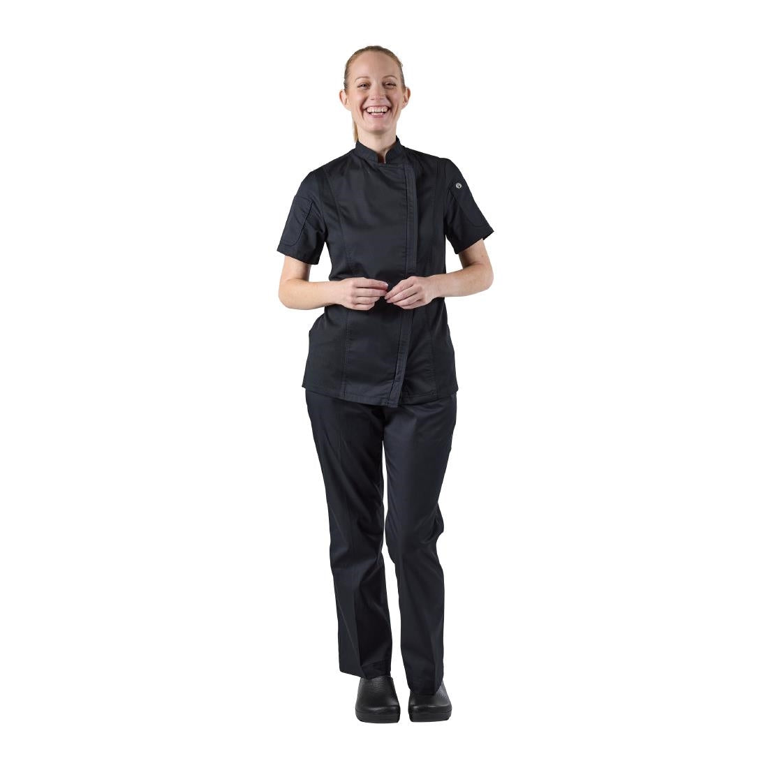 Veste de cuisine femme zippée légère Springfield Chef Works noire - NISBETS