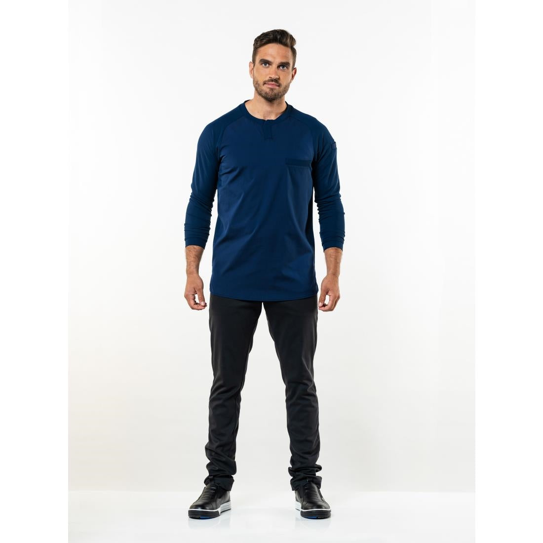 T-shirt mixte manches longues Chaud Devant Valente UFX marine taille M - NISBETS