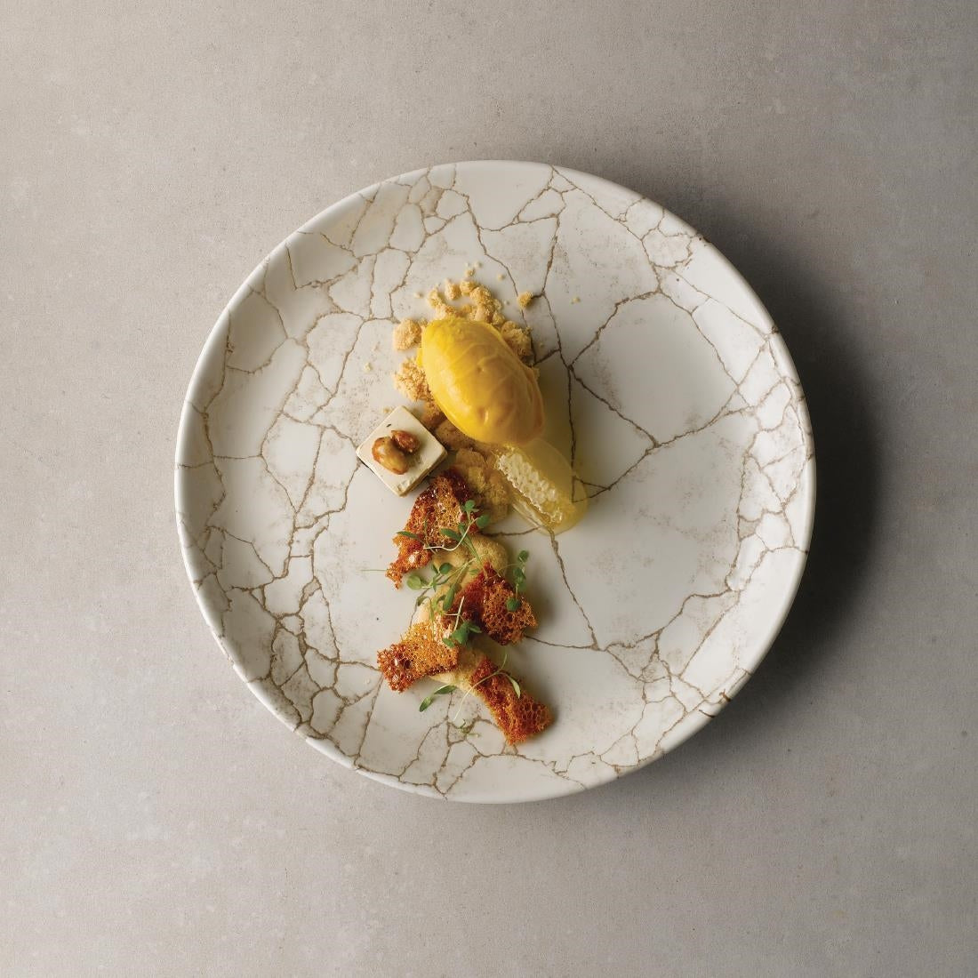 Assiettes rondes Studio Prints Kintsugi Agate Grey 288mm (Lot de 12)