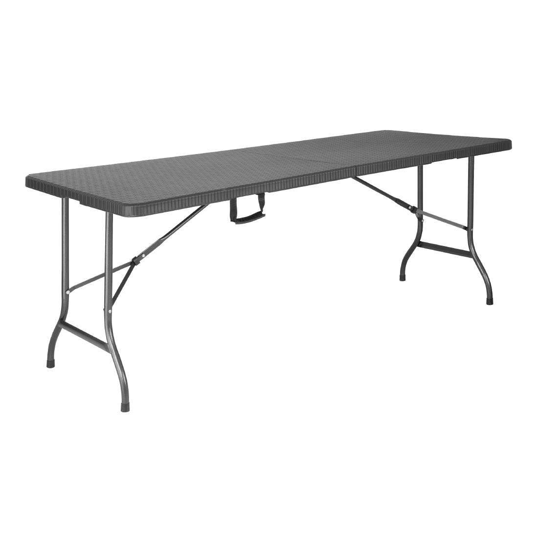Table pliante rectangulaire en rotin PE Bolero noire