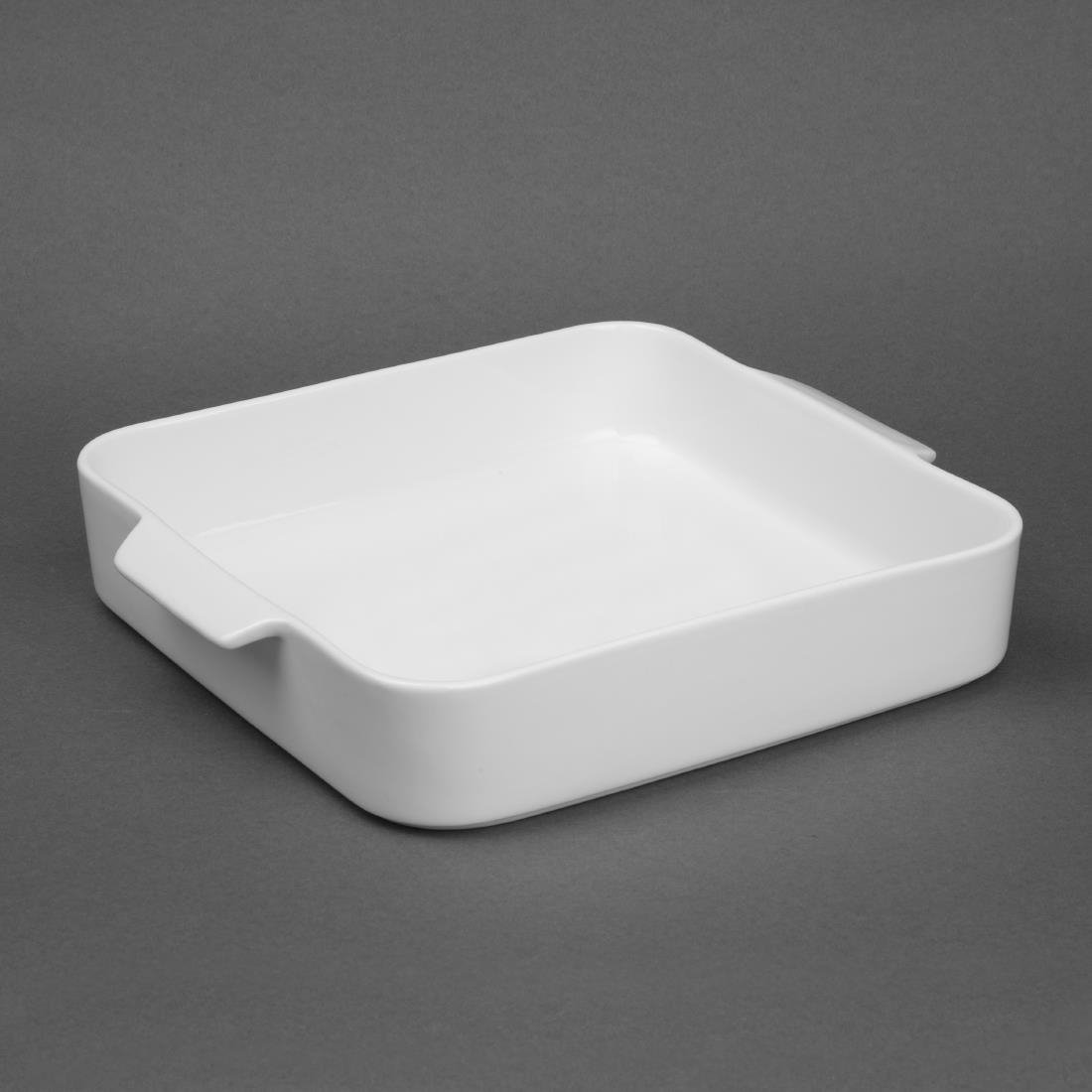 Plats à four carrés avec poignées Olympia Whiteware 260x225x50mm (lot de 2)