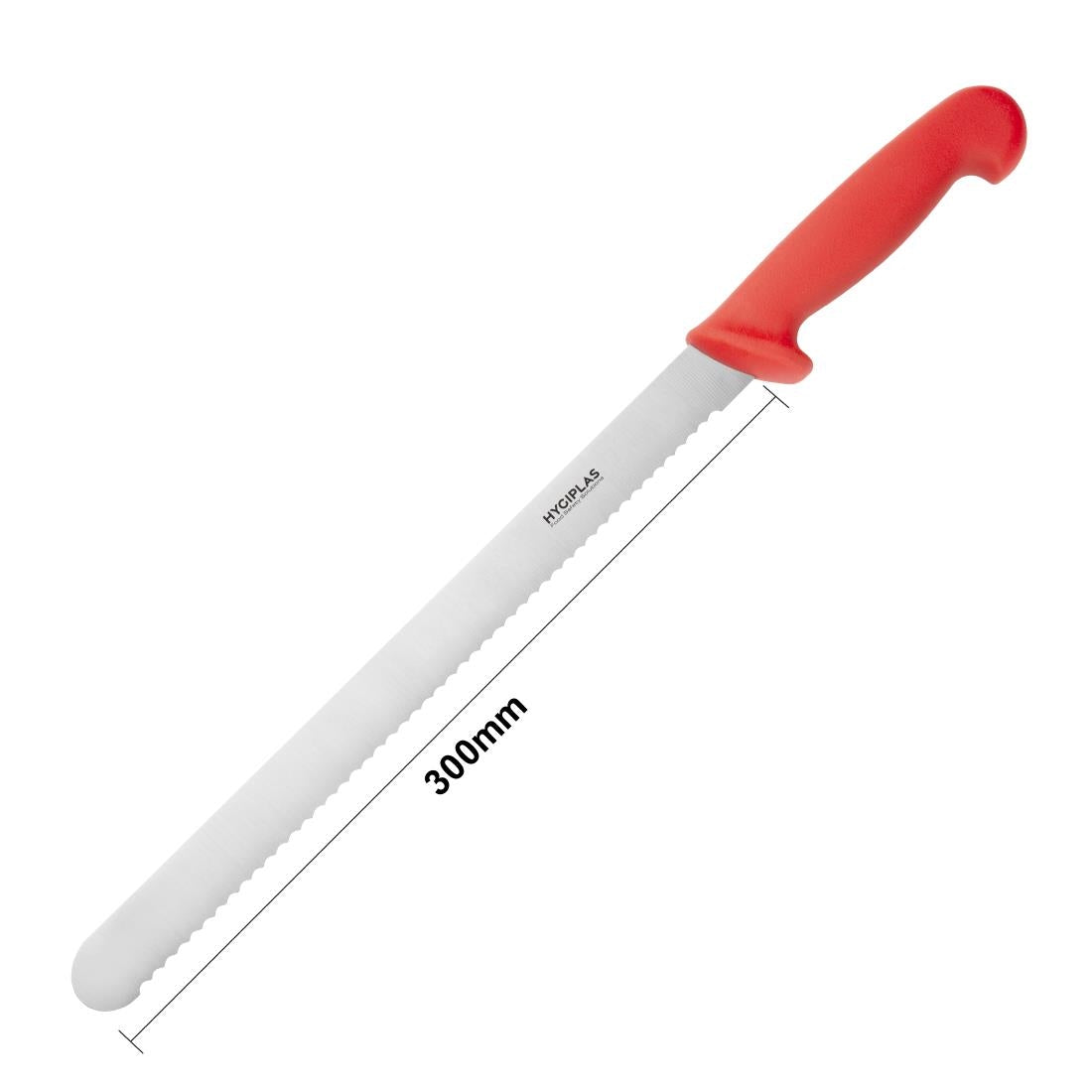 Couteau à trancher denté Hygiplas rouge 30cm