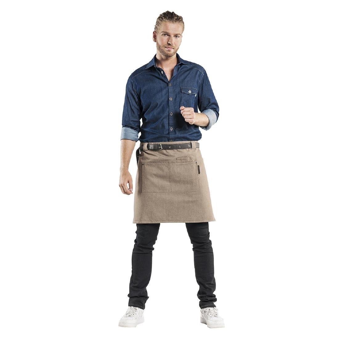 Tablier mixte Chaud Devant Forene Denim marron 70x50 cm - NISBETS