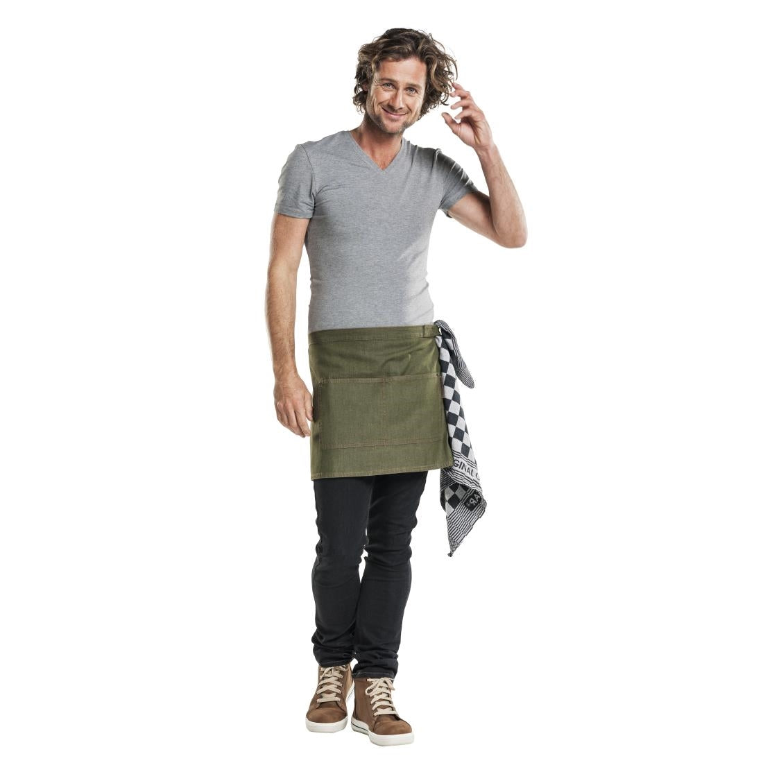 Tablier mixte Chaud Devant Base Denim vert 80x40 cm - NISBETS