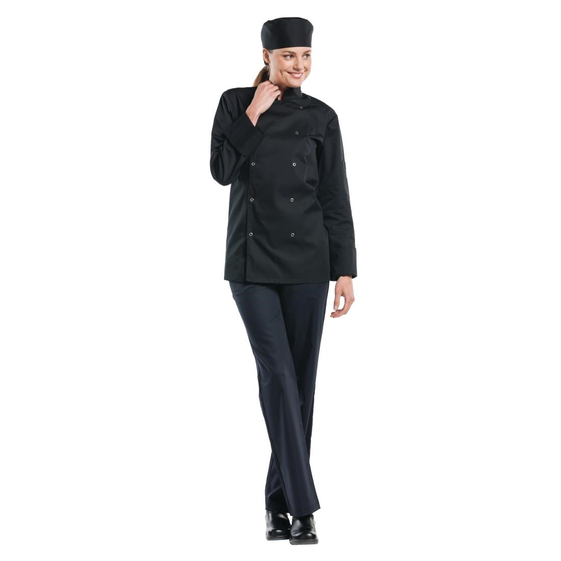 Veste de cuisine mixte Chaud Devant Hilton Poco manches longues noire - NISBETS