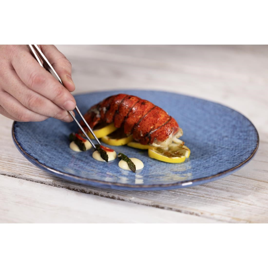 Assiettes plates Olympia Denim Blue 285 mm (lot de 4)