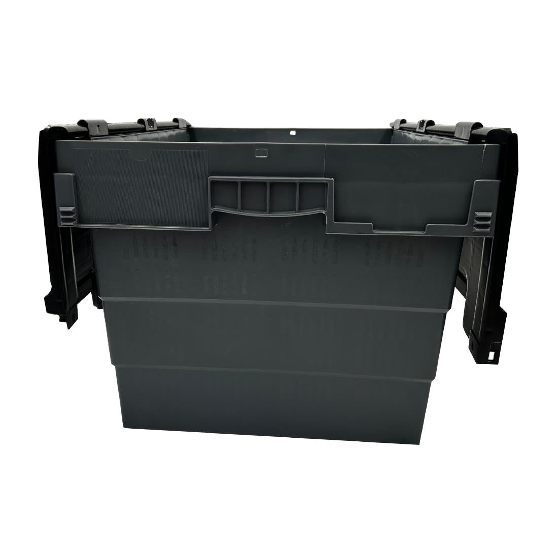 Caisse de transport/stockage en plastique Vogue avec couvercle attaché 600x400x320mm