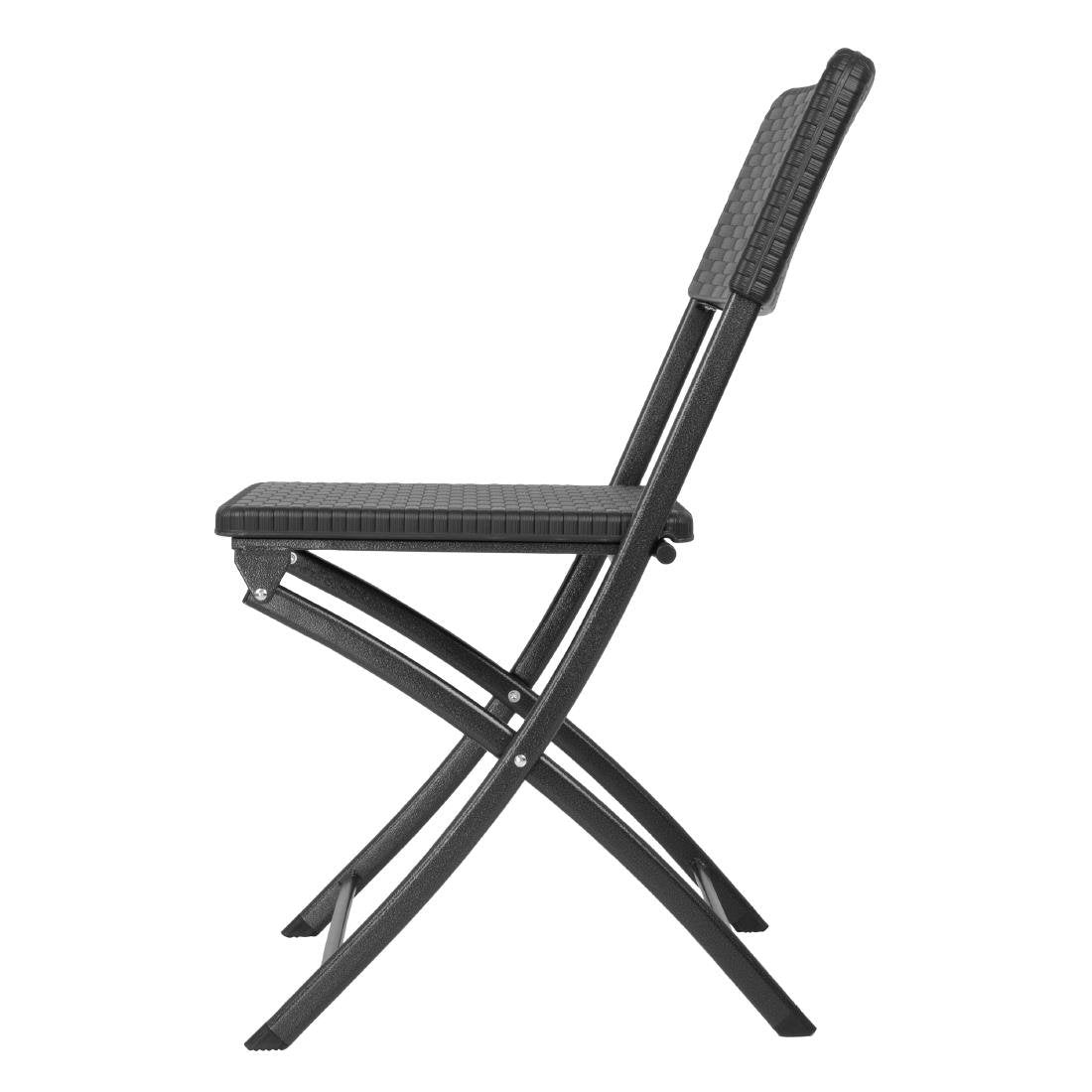 Chaises pliantes en rotin PE Bolero noires (lot de 2)